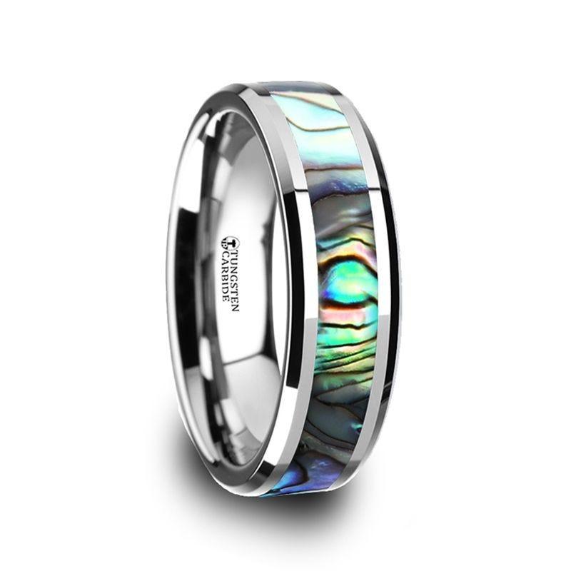 MAUI Tungsten Wedding Band with Mother of Pearl Inlay - 4mm - 10mm