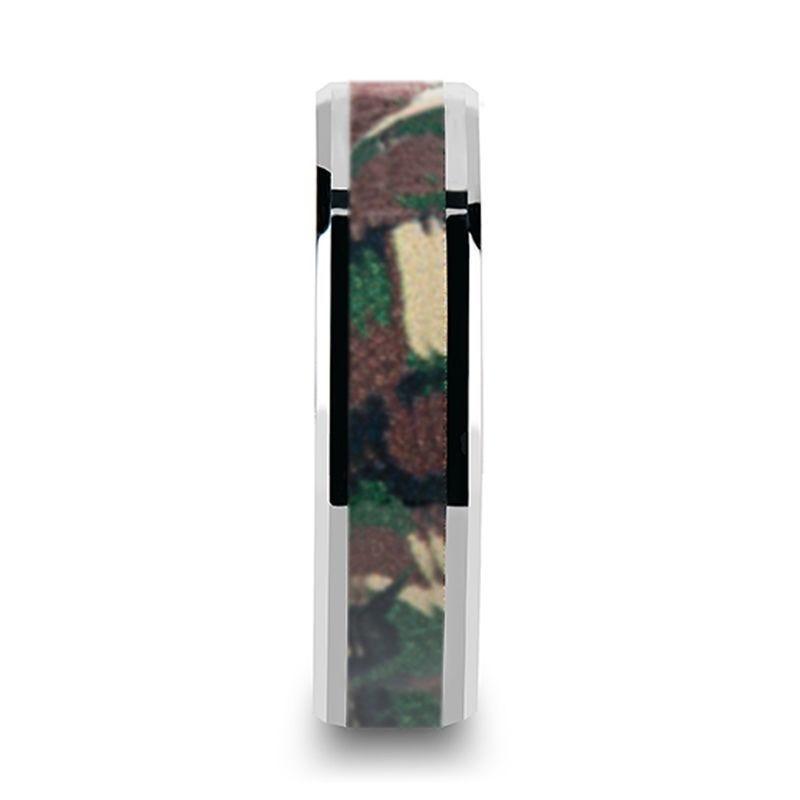 COMMANDO Tungsten Wedding Ring with Military Style Jungle Camouflage Inlay - 6mm - 10 mm