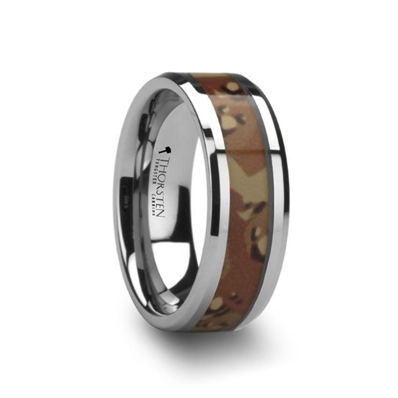 CRUSADER Tungsten Wedding Ring with Military Style Desert Camo Inlay - 8mm