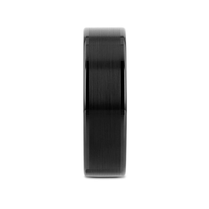 VULCAN Flat Black Tungsten Ring with Brushed Center & Polished Edges - 4mm - 12mm