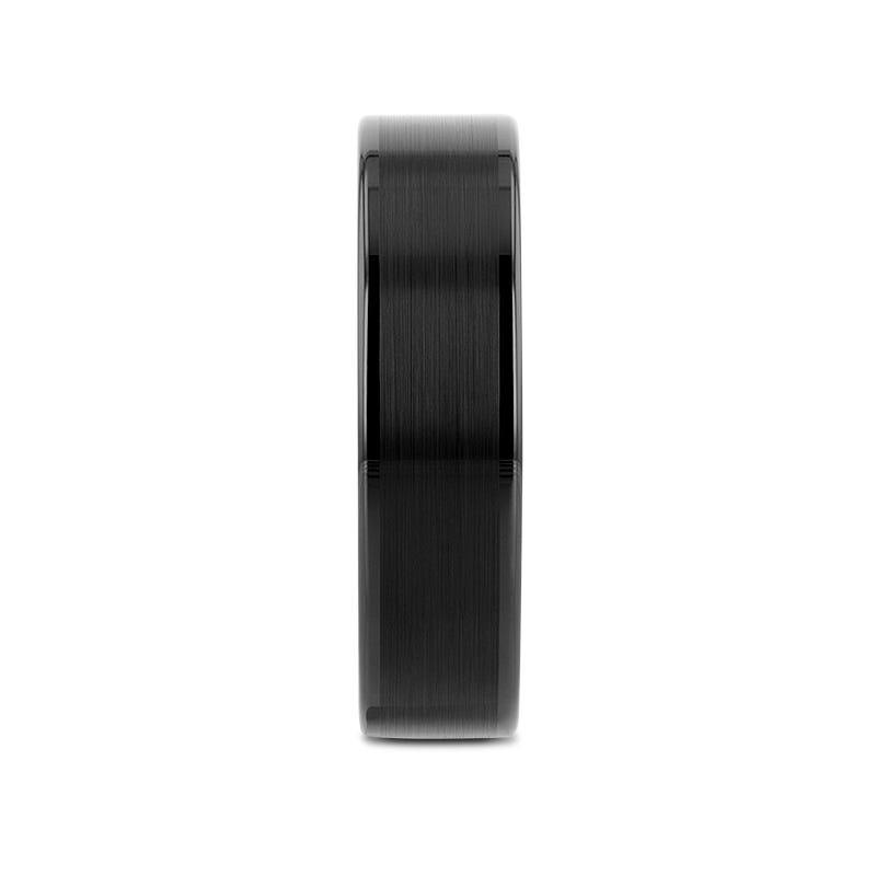 VULCAN Flat Black Tungsten Ring with Brushed Center & Polished Edges - 4mm - 12mm