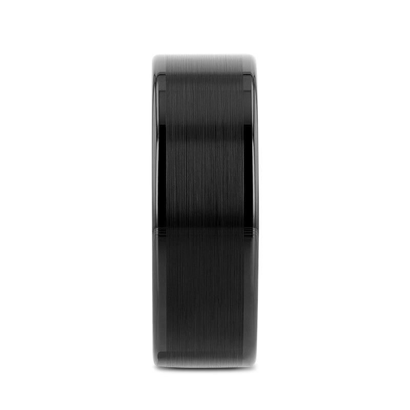 VULCAN Flat Black Tungsten Ring with Brushed Center & Polished Edges - 4mm - 12mm