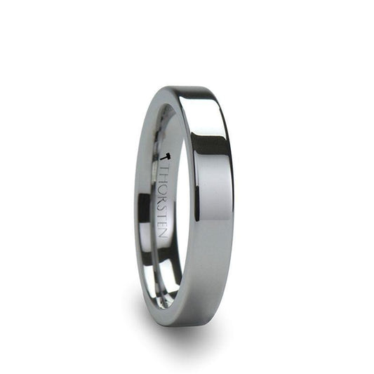 ATHENA Women's Flat Tungsten Carbide Wedding Band - 4mm & 6mm